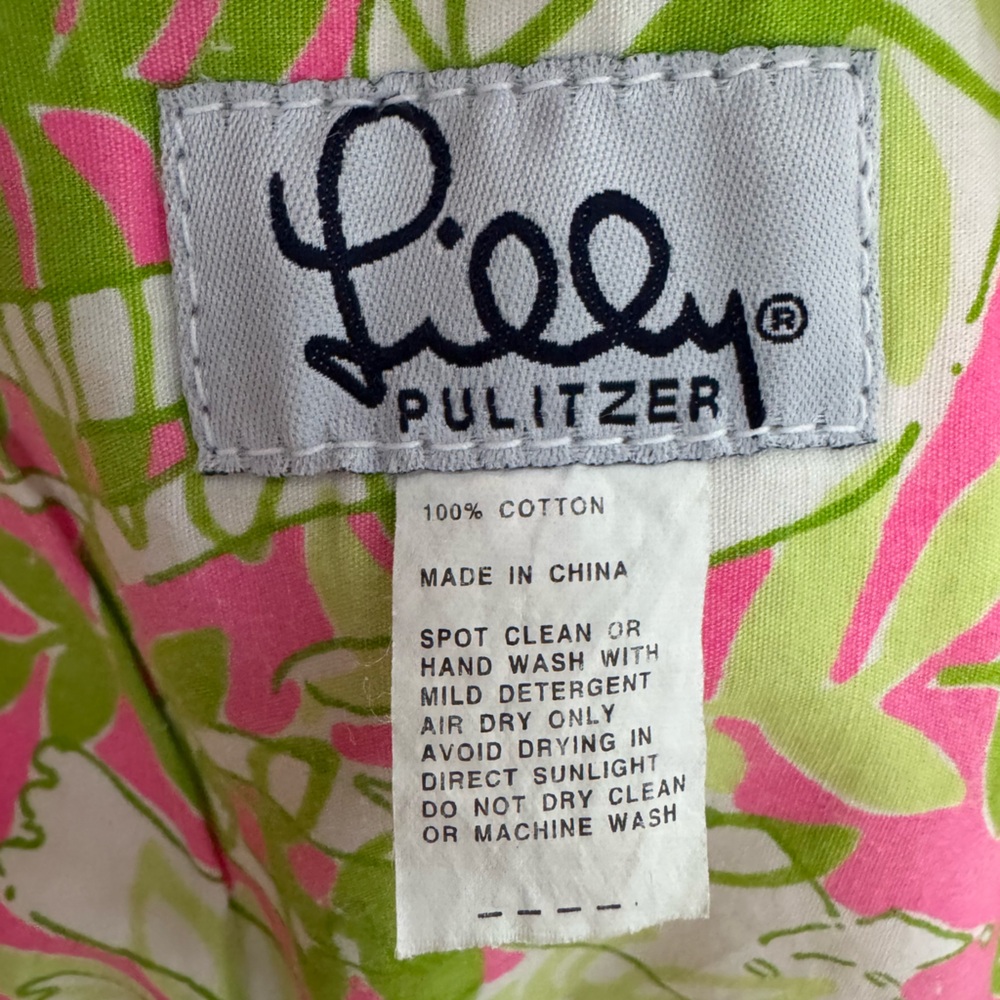 Lilly Pulitzer Canvas Tote Bag Monkeys Pink Green Animal Tropical Print Medium - Picture 2 of 8